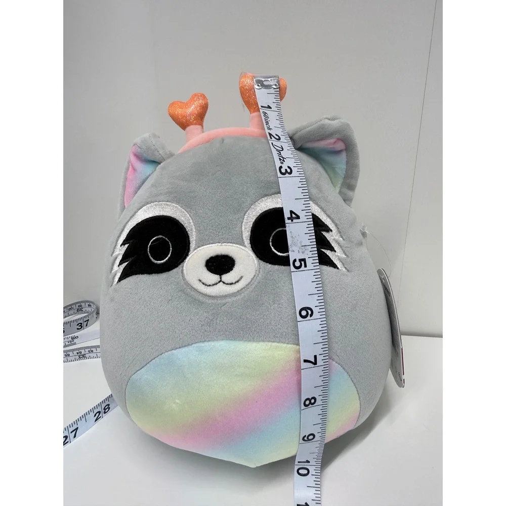 Squishmallows Max the Raccoon 8 Inch Grey Rainbow Plush Heart‎ Antennae NWT